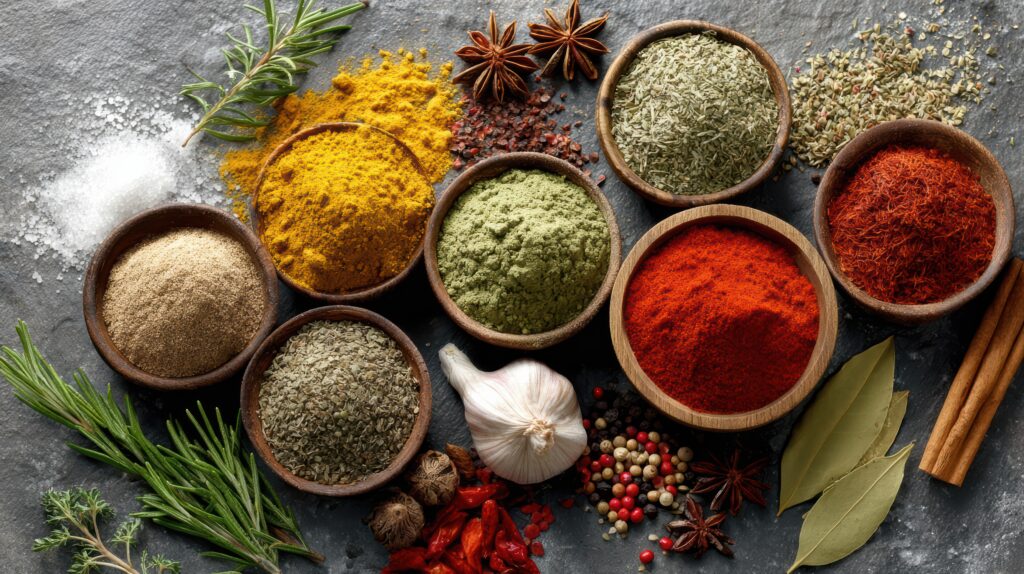 vibrant assortment aromatic spices herbs